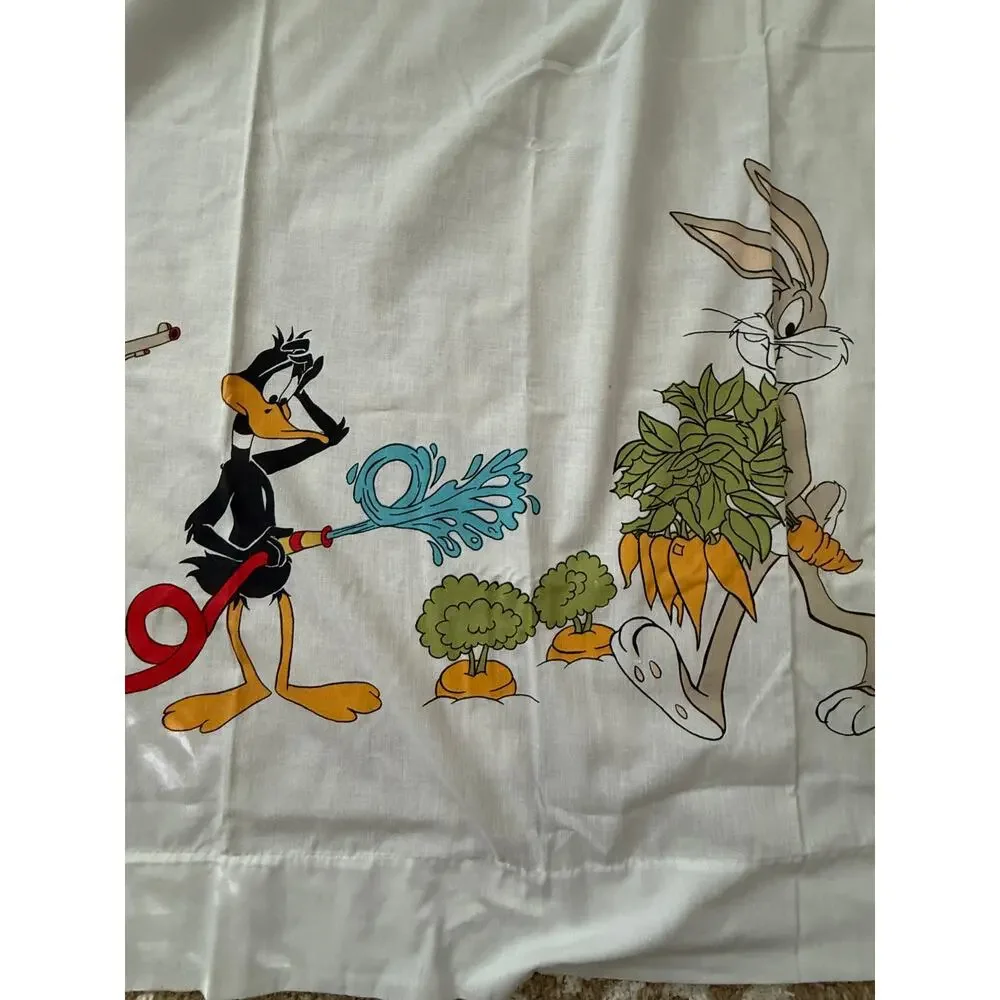Looney Toons Vintage Burlington‎ House Gold Star White Bed Sheets Size 63 x 104